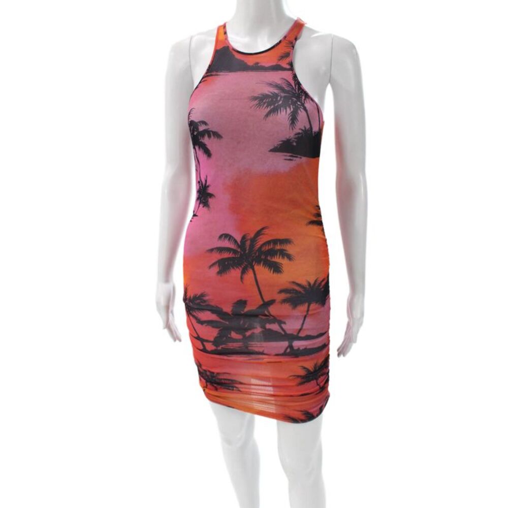 The Andamane Women Bodycon Tank Dress Black High Neck Sleeveless Size XS